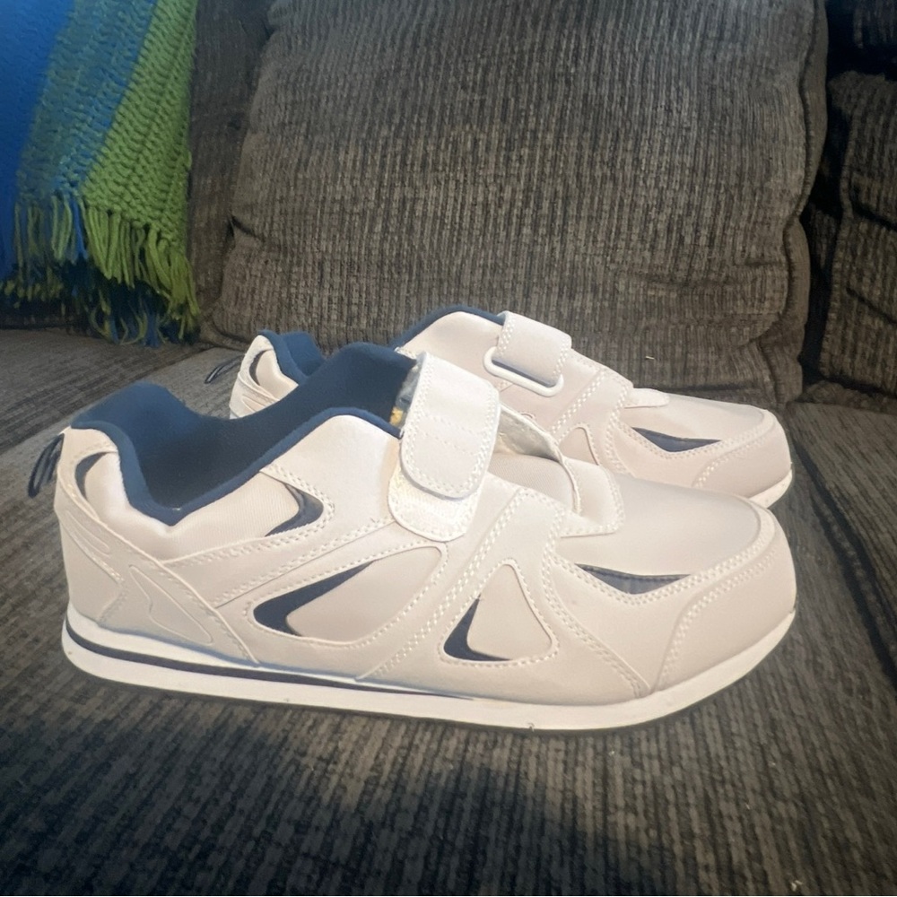 Omega Comfort Zone Men’s Sneakers Size 14 3E Gray & Blue Hook & Loop NEW